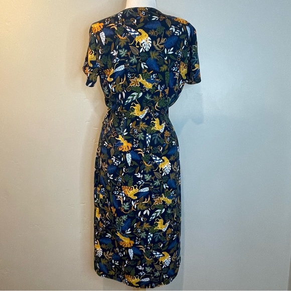 J. Crew 🐆 Drapey Wrap Dress Jungle Animal Print - Picture 6 of 11
